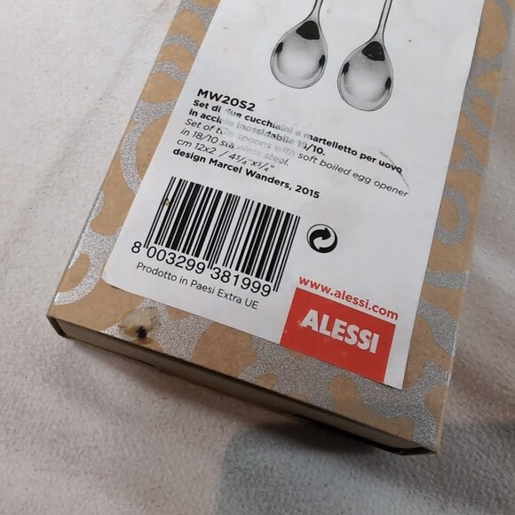 Alessi Marcel Wanders 2 Set Silver Soft Boiled Egg Opener Spoons 2015 MW20S2 - Picture 9 of 10